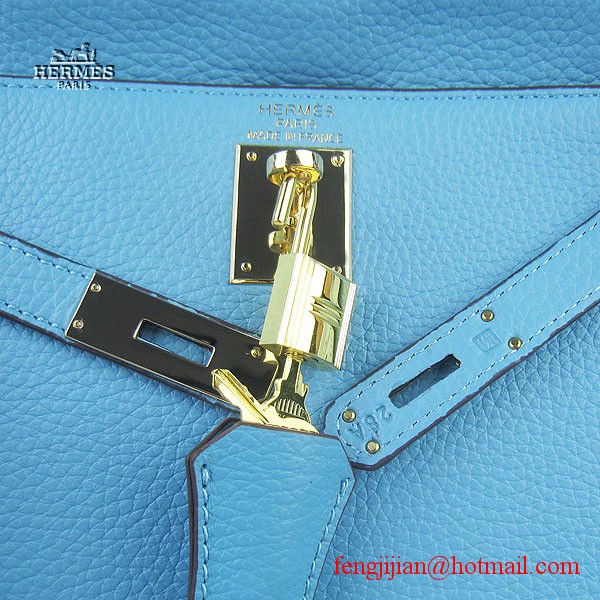 Hermes Kelly 32cm Togo Leather Bag Light Blue 6108 Gold Hardware